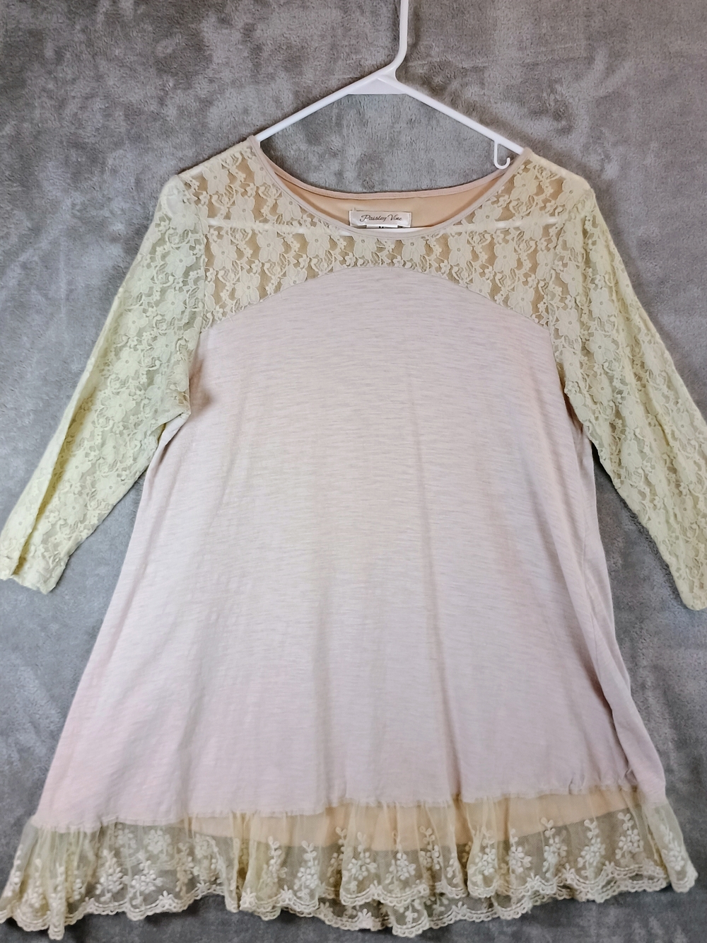 Paisley Vine Boho Shabby Chic Lace Accented Boutique Tunic Medium